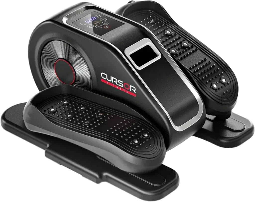 CURSOR FITNESS Under Desk Elliptical Machine, 12 Level Magnetic Resistance, Forward & Reverse Direction, Manual & Electric Mode, Leg Exerciser for Seniors Healthy