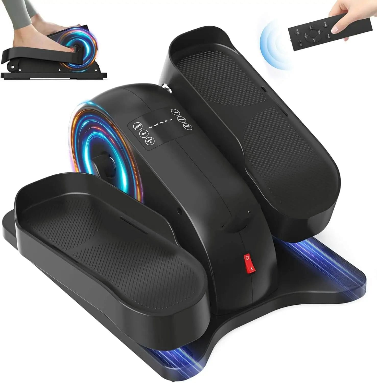 FRYLINE Under Desk Elliptical Electric Ellipse Leg Exerciser for Seniors, Quiet & Compact Seated Pedal Exerciser with Remote Control & Touchscreen