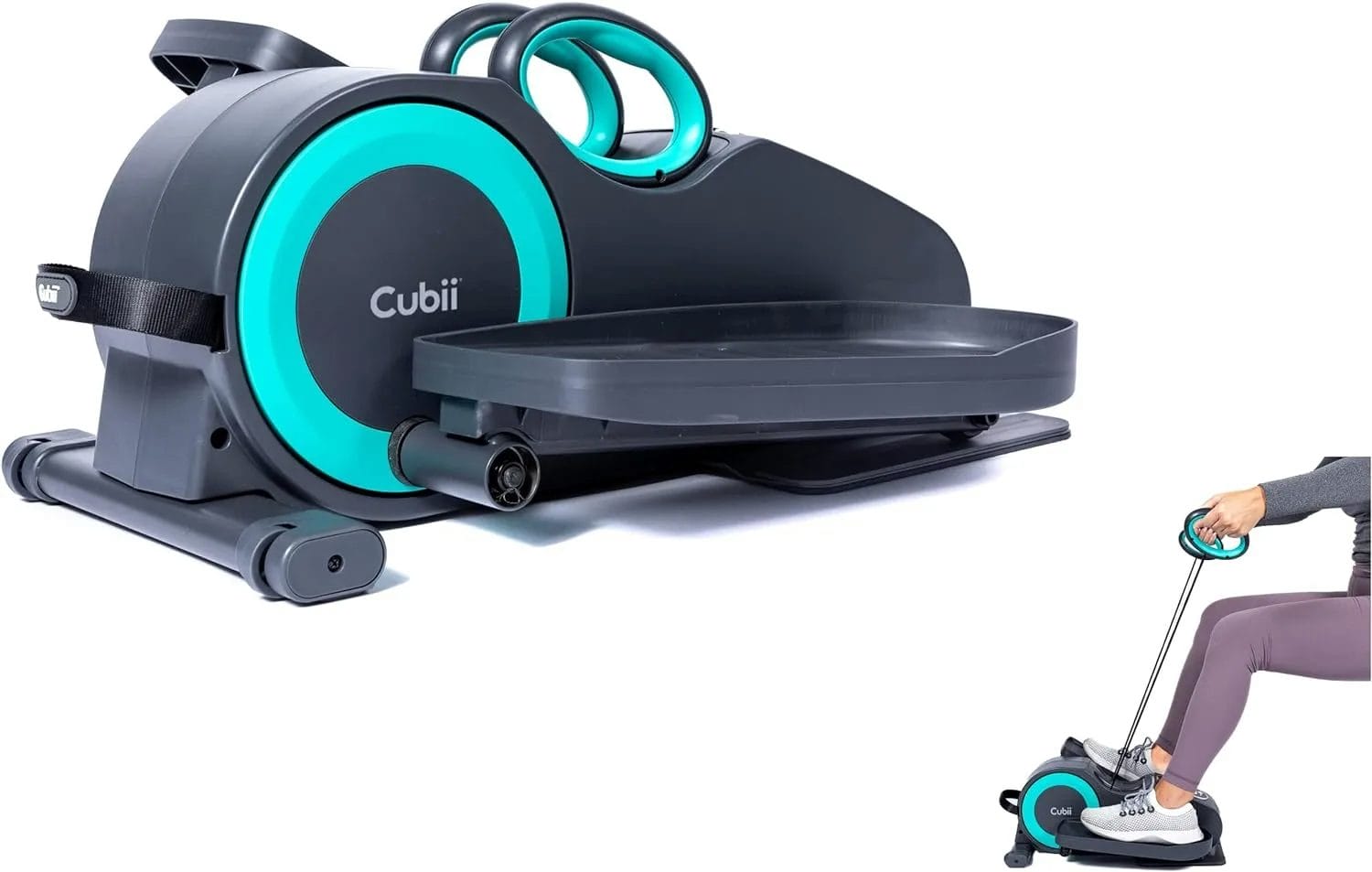 Cubii Total Body - Under Desk Seated Elliptical with Built-in Resistance Bands, 12 Resistance Levels, LCD Display, Whisper Quiet, Bluetooth Enabled - Perfect for Adults and Seniors