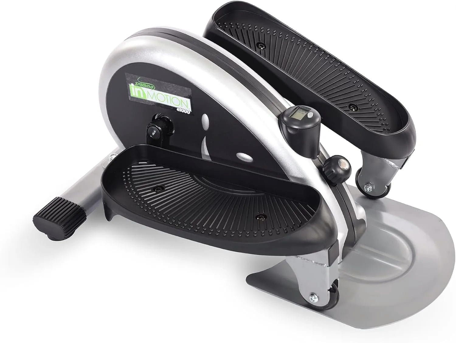 3. Stamina Inmotion Compact Strider Foot Exercise Machine: Compact Power for Maximum Flexibility For those seeking a balance between portability and power, the Stamina Inmotion Compact Strider Foot Exercise Machine stands out. This elliptical allows you to switch between seated and standing workouts, making it one of the most versatile options available. Why You’ll Love It: The Inmotion Compact Strider’s forward and reverse motion capabilities offer a comprehensive workout that targets different muscles. With adjustable tension and a built-in monitor tracking strides, time, and calories, it’s easy to stay on top of your fitness goals. Its low-profile design makes it perfect for tight spaces, ensuring you can keep moving wherever you are.
