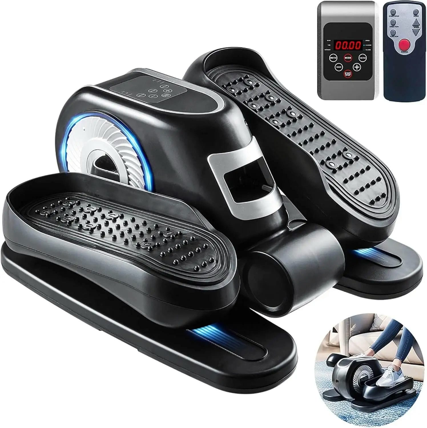 Zakle Under Desk Elliptical Machine, Electric Training Machines, Seated Pedal Exerciser Remote Control & 12 Adjustable Speeds, No-Installation Ellipse Leg Exerciser for Seniors